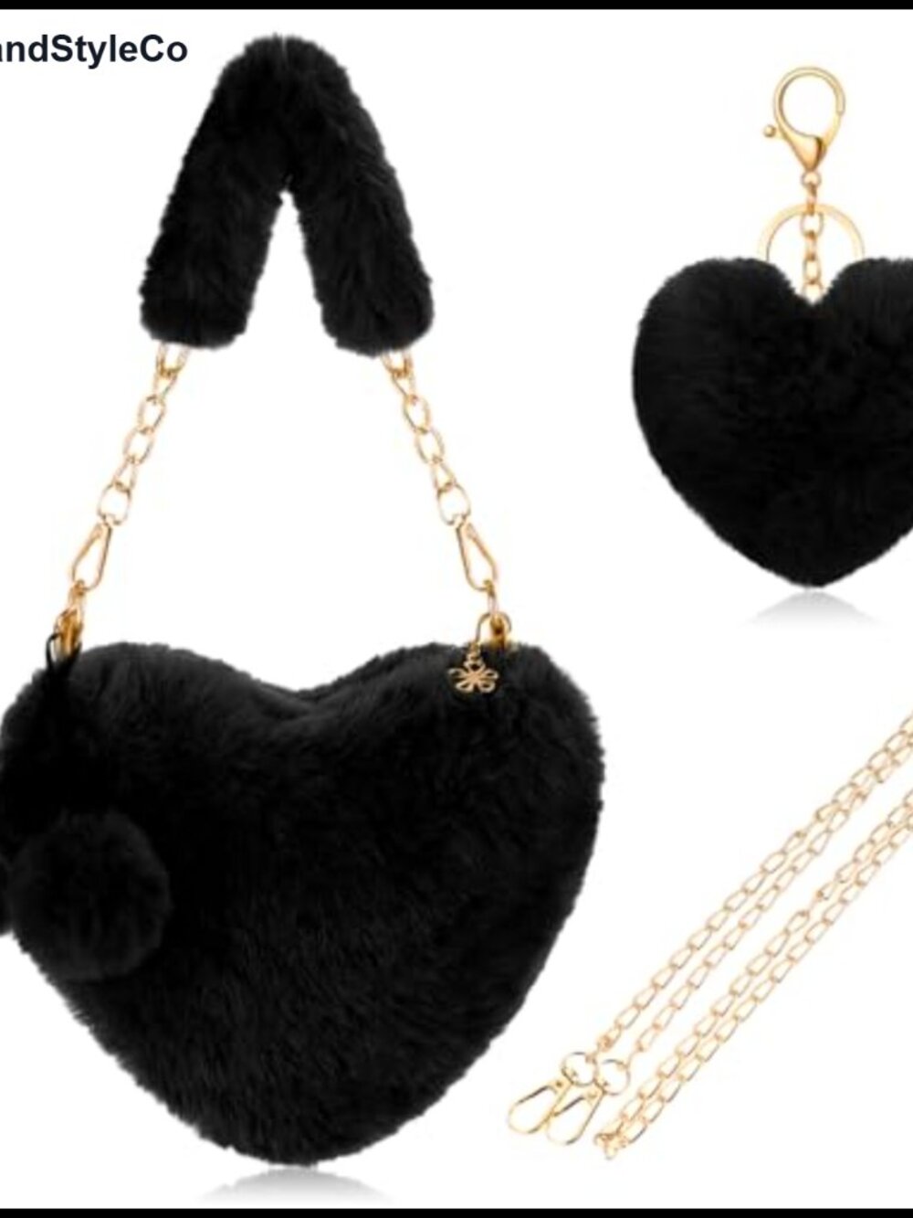 Faux Fur Heart Shaped Purse Fluffy Crossbody Shoulder Bag Women